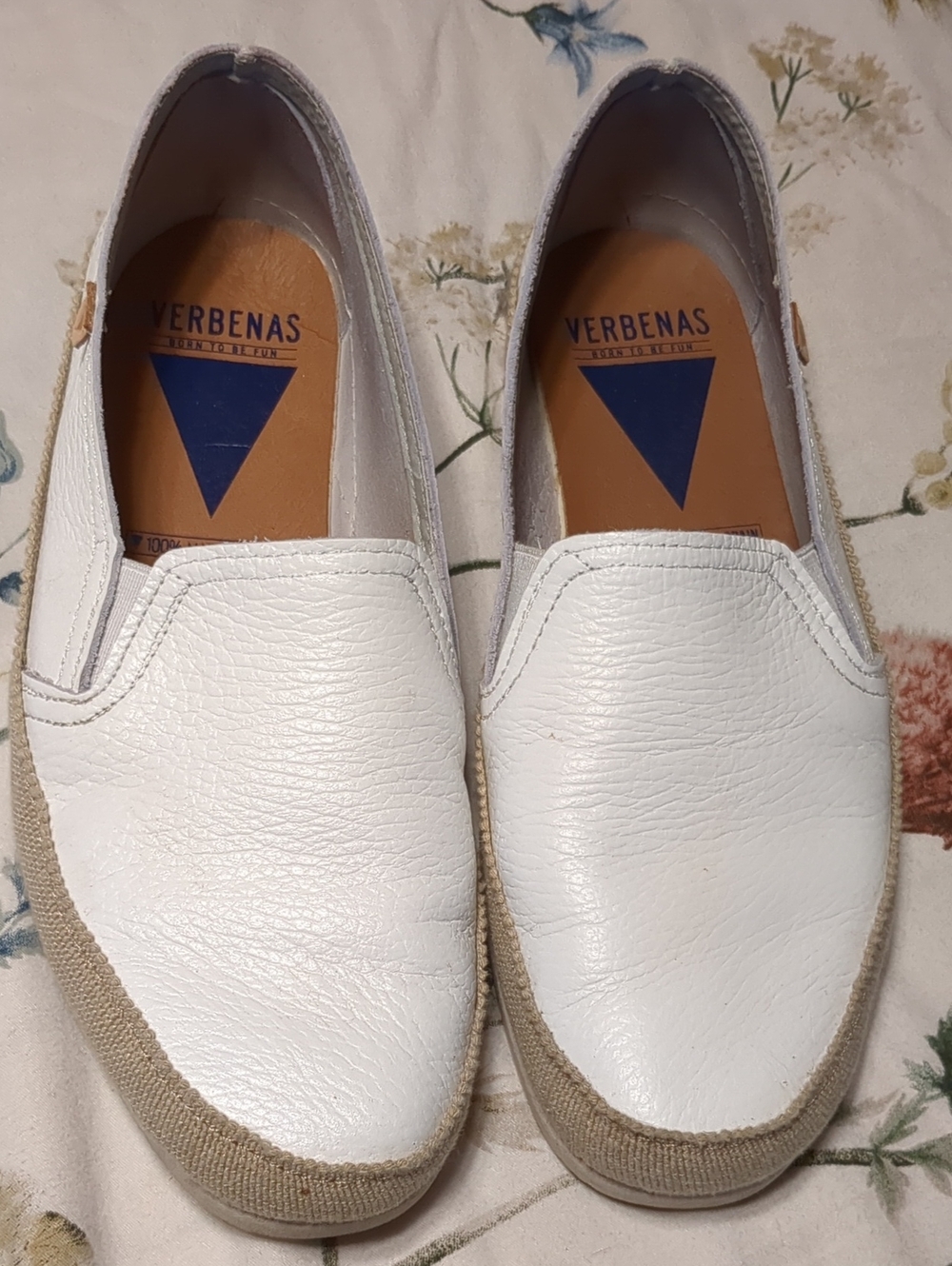 Women's Classic White Slip-On Espadrilles Size 38, 7.5. Made In Spain.